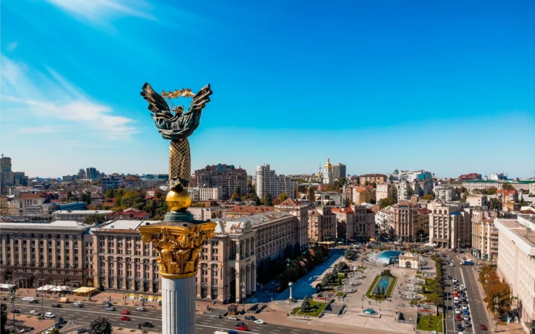 Stadtansicht in der Ukraine