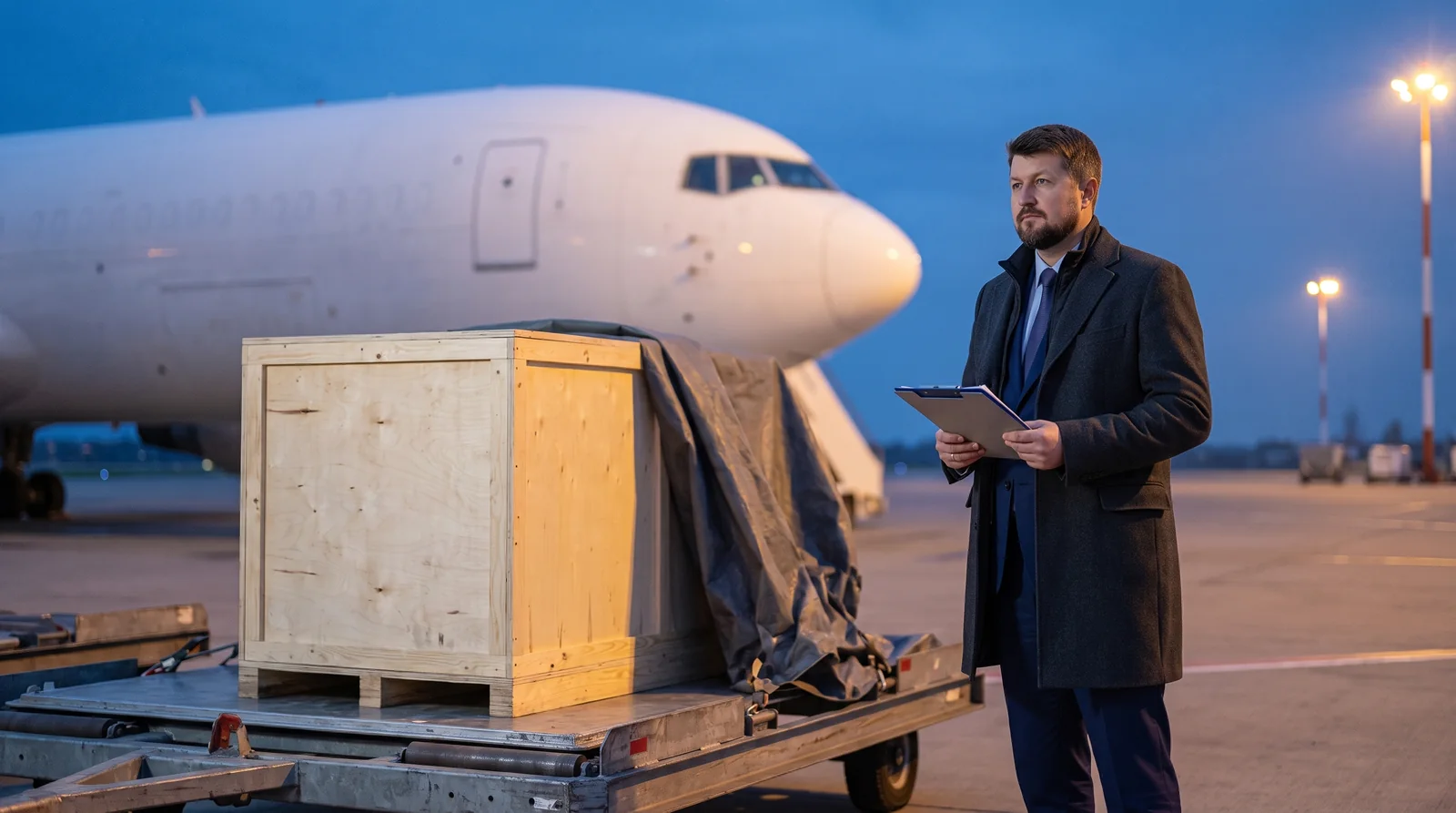 Rudolf Nordheimer begleitet die Verladung am Frachtterminal