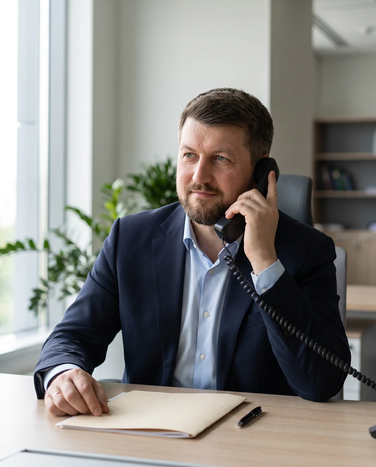 Rudolf Nordheimer am Telefon im Büro