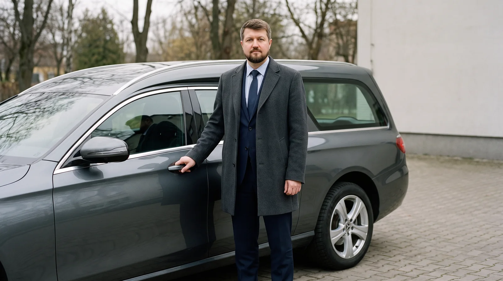 Rudolf Nordheimer neben dem Überführungsfahrzeug